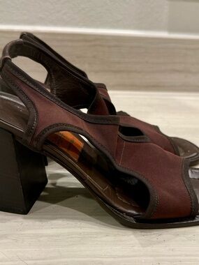 Goffredo Fantini Brown Slingback Heels Made in Italy Size 38.5